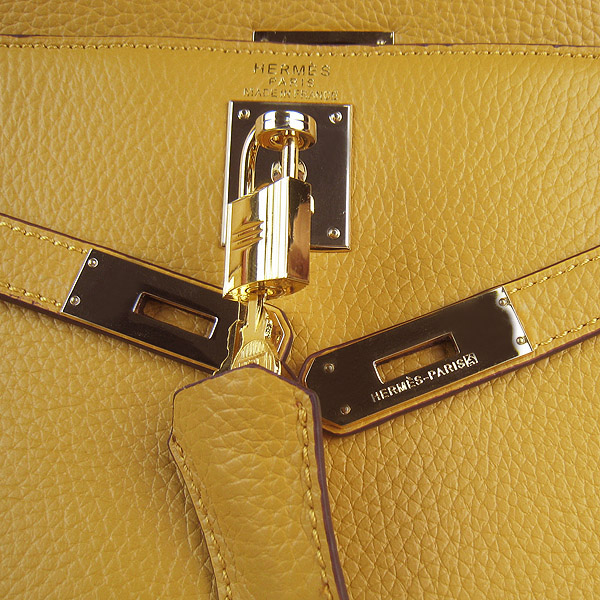 High Quality Hermes Kelly 35CM Togo Leather Bag Yellow 6308 - Click Image to Close